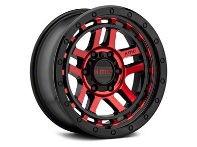 KMC Recon Gloss Black Machined with Red Tint 6-Lug Wheel; 18x8.5; 18mm Offset (19-25 Sierra 1500)