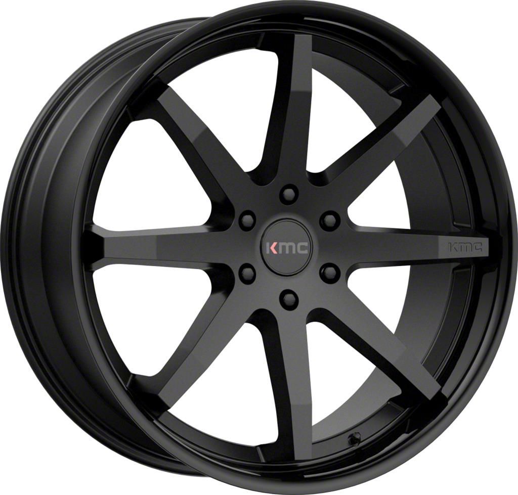 KMC Sierra 1500 Reverb Satin Black with Gloss Black Lip 6-Lug Wheel ...
