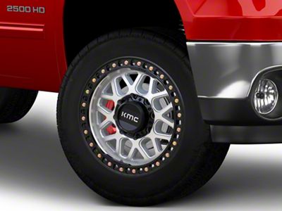 KMC GRS Machined with Satin Black Lip 8-Lug Wheel; 20x9; 18mm Offset (07-10 Sierra 2500 HD)