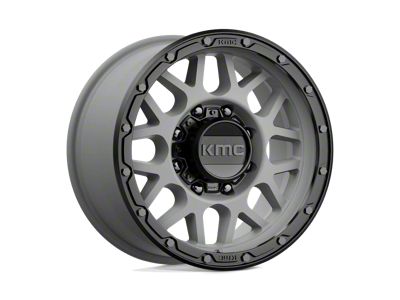 KMC Grenade Off-Road Matte Gray with Matte Black Lip 8-Lug Wheel; 17x9; 18mm Offset (20-25 Sierra 3500 HD SRW)