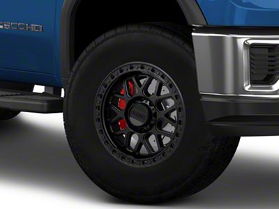 KMC GRS Satin Black 8-Lug Wheel; 17x8.5; 0mm Offset (20-25 Sierra 3500 HD SRW)