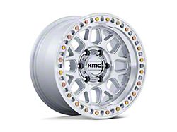 KMC GRS Gloss Silver with Machined Face 6-Lug Wheel; 17x9; -12mm Offset (19-26 Silverado 1500)