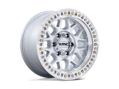 KMC GRS Gloss Silver with Machined Face 8-Lug Wheel; 20x9; 0mm Offset (20-26 Silverado 2500 HD)