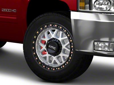 KMC GRS Machined with Satin Black Lip 8-Lug Wheel; 20x9; 0mm Offset (07-10 Silverado 2500 HD)
