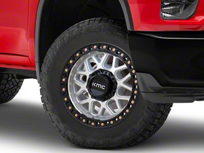 KMC GRS Machined with Satin Black Lip 8-Lug Wheel; 20x9; 18mm Offset (20-25 Silverado 2500 HD)