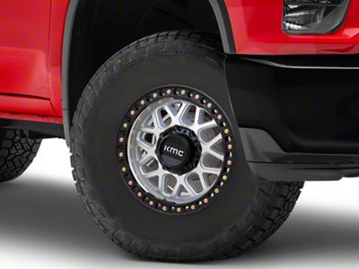 KMC GRS Machined with Satin Black Lip 8-Lug Wheel; 17x9; 18mm Offset (20-25 Silverado 2500 HD)