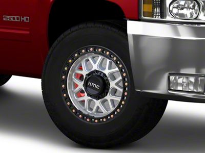 KMC GRS Machined with Satin Black Lip 8-Lug Wheel; 18x8.5; 0mm Offset (07-10 Silverado 2500 HD)