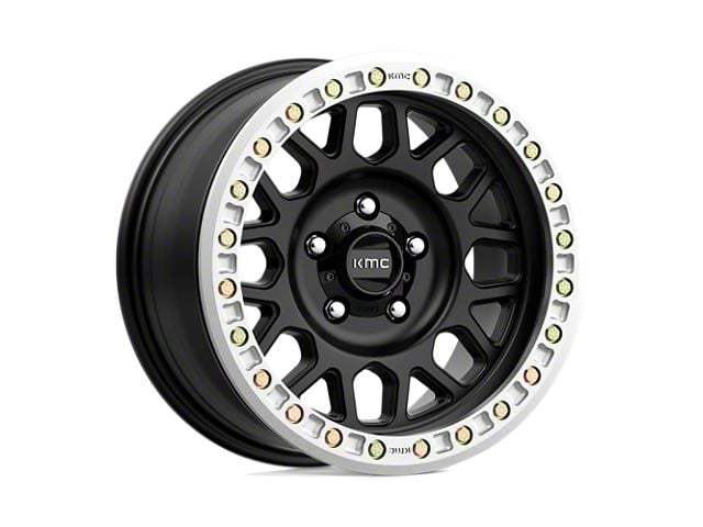 KMC Grenade Desert Beadlock Satin Black 8-Lug Wheel; 20x9; -12mm Offset (07-10 Silverado 3500 HD SRW)