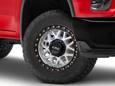 KMC GRS Machined with Satin Black Lip 8-Lug Wheel; 20x9; 18mm Offset (20-25 Silverado 3500 HD SRW)
