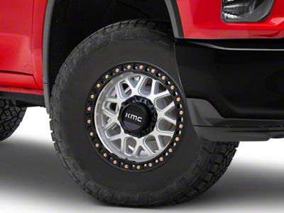 KMC GRS Machined with Satin Black Lip 8-Lug Wheel; 18x9; 18mm Offset (20-25 Silverado 3500 HD SRW)