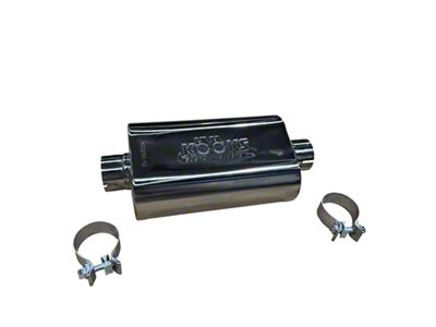 Kooks 12-Inch Polished Stainless Steel Center/Center Oval Clamp-In Muffler; 2.50-Inch Inlet/2.50-Inch Outlet (Universal; Some Adaptation May Be Required)