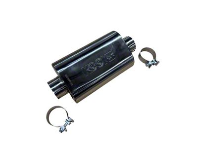 Kooks 12-Inch Polished Stainless Steel Center/Center Oval Clamp-In Muffler; 3-Inch Inlet/3-Inch Outlet (Universal; Some Adaptation May Be Required)