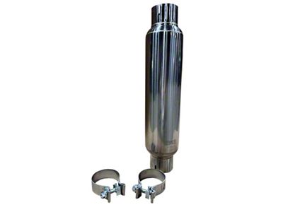 Kooks 14-Inch Polished Stainless Steel Round Clamp-In Muffler; 3-Inch Inlet/3-Inch Outlet (Universal; Some Adaptation May Be Required)