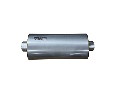 Kooks 18-Inch Polished Stainless Steel Center/Center Oval Clamp-In Muffler; 3-Inch Inlet/3-Inch Outlet (Universal; Some Adaptation May Be Required)