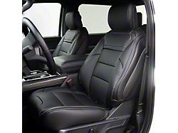 Premium Artificial Leather Front and Rear Seat Covers; All Black (21-25 F-150 SuperCrew w/ Front Bench Seat)