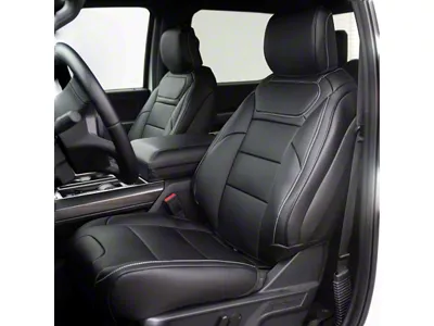 Kustom Interior Premium Artificial Leather Front and Rear Seat Covers; All Black (21-24 F-150 SuperCrew w/ Front Bench Seat)
