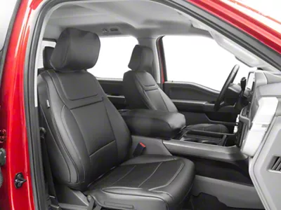 Premium Artificial Leather Front and Rear Seat Covers; All Black (21-25 F-150 SuperCrew w/ Front Bucket Seats)