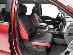 Premium Artificial Leather Front and Rear Seat Covers; Red with Black Front Face (21-25 F-150 SuperCrew w/ Front Bucket Seats)