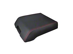 Kustom Interior Premium Artificial Leather Center Console Lid Armrest Cover; Black with Red Stitching (15-20 F-150 w/ Bucket Seats)