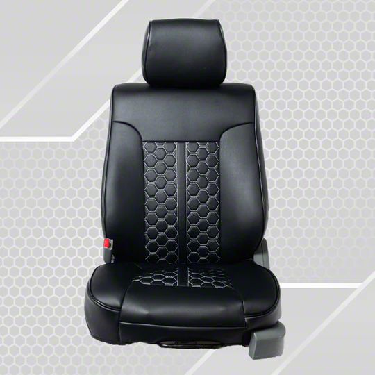 F150 Premium Artificial Leather Front and Rear Seat Covers; All Black with Accent (09