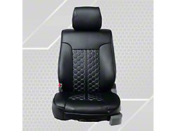 Premium Artificial Leather Front and Rear Seat Covers; All Black with Honeycomb Accent (09-14 F-150 SuperCrew w/ Bench Seat)