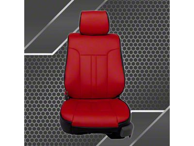 Premium Artificial Leather Front and Rear Seat Covers; Black with All Red Front Face (09-14 F-150 SuperCrew w/ Bench Seat)