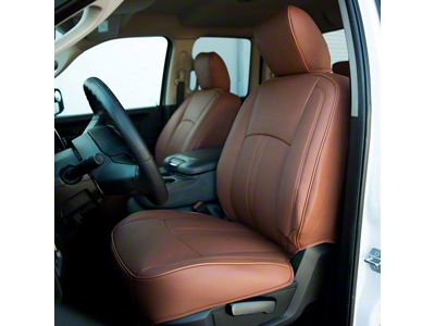 Kustom Interior Premium Artificial Leather Front and Rear Seat Covers; All Brown (13-18 RAM 1500 Crew Cab w/ Bucket Seats, Excluding Laramie & Limited)
