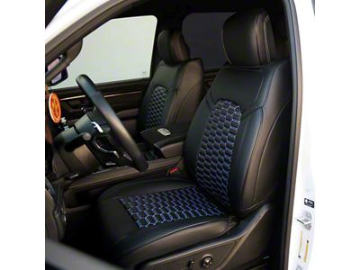 Premium Artificial Leather Front and Rear Seat Covers; All Black (21-24 RAM 1500 TRX)