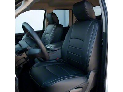 Kustom Interior Premium Artificial Leather Front and Rear Seat Covers; All Black (13-18 RAM 1500 Crew Cab w/ Bucket Seats, Excluding Laramie & Limited)