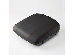 Kustom Interior Premium Artificial Leather Center Console Lid Armrest Cover; Black with Red Stitching (09-18 RAM 1500)