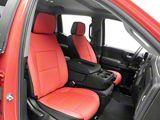 Premium Artificial Leather Front Seat Covers; Black with All Red Front Face (19-25 Silverado 1500 Double Cab, Crew Cab w/ Bench Seat)