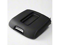Kustom Interior Premium Artificial Leather Center Console Lid Armrest Cover; Black with White Stitching (15-19 Silverado 2500 HD w/ Bucket Seats)