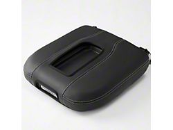 Kustom Interior Premium Artificial Leather Center Console Lid Armrest Cover; Black with White Stitching (19-26 Silverado 2500 HD w/ Bucket Seats)