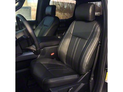 Kustom Interior Premium Artificial Leather Front and Rear Seat Covers; All Black (15-20 F-150 SuperCrew w/ Bucket Seats)