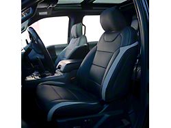 Premium Artificial Leather Front and Rear Seat Covers; Black with Gray Wing Accent (17-20 F-150 Raptor)