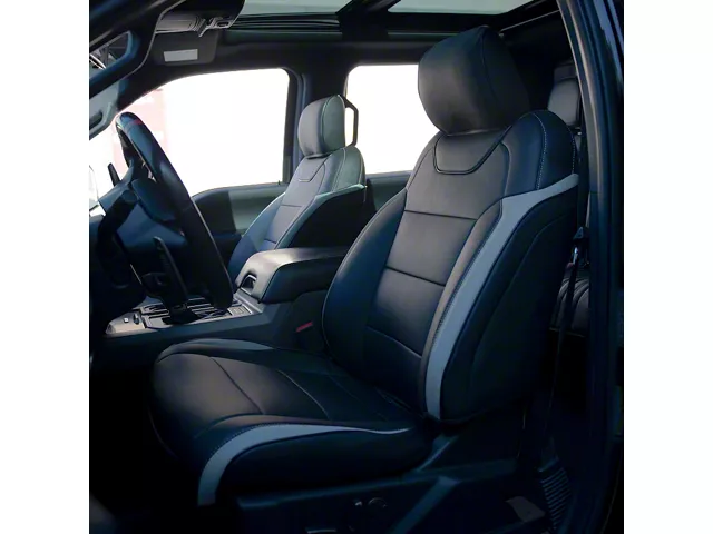 Kustom Interior Premium Artificial Leather Front and Rear Seat Covers; Black with Gray Wing Accent (17-20 F-150 Raptor)