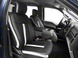 Premium Artificial Leather Front and Rear Seat Covers; Black with Gray Wing Accent (15-20 F-150 SuperCab, SuperCrew w/ Bench Seat)