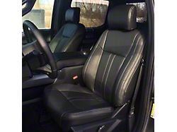 Kustom Interior Premium Artificial Leather Front and Rear Seat Covers; All Black (17-22 F-250 Super Duty SuperCab, SuperCrew w/ Bucket Seats)