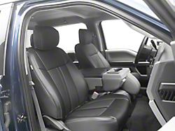 Premium Artificial Leather Front and Rear Seat Covers; All Black (17-22 F-250 Super Duty SuperCab, SuperCrew w/ Bucket Seats)