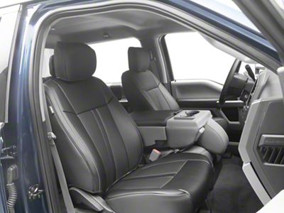 Premium Artificial Leather Front and Rear Seat Covers; All Black (17-22 F-250 Super Duty SuperCab, SuperCrew w/ Bucket Seats)
