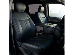 Premium Artificial Leather Front and Rear Seat Covers; All Black (17-22 F-250 Super Duty SuperCab, SuperCrew w/ Bench Seat)