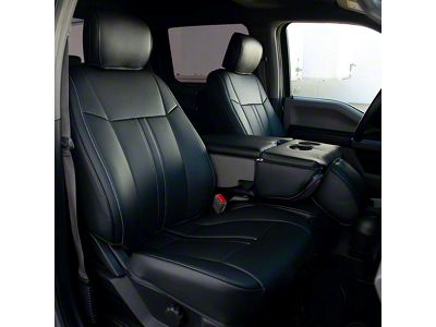 Premium Artificial Leather Front and Rear Seat Covers; All Black (17-22 F-250 Super Duty SuperCab, SuperCrew w/ Bench Seat)