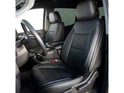 Premium Artificial Leather Front and Rear Seat Covers; All Black (19-25 Sierra 1500 Crew Cab w/ Bucket Seats)