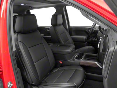 Premium Artificial Leather Front and Rear Seat Covers; All Black (19-25 Sierra 1500 Crew Cab w/ Bucket Seats)