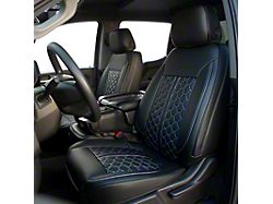 Premium Artificial Leather Front and Rear Seat Covers; All Black With Honeycomb Accent (19-25 Silverado 1500 Crew Cab w/ Bucket Seats)