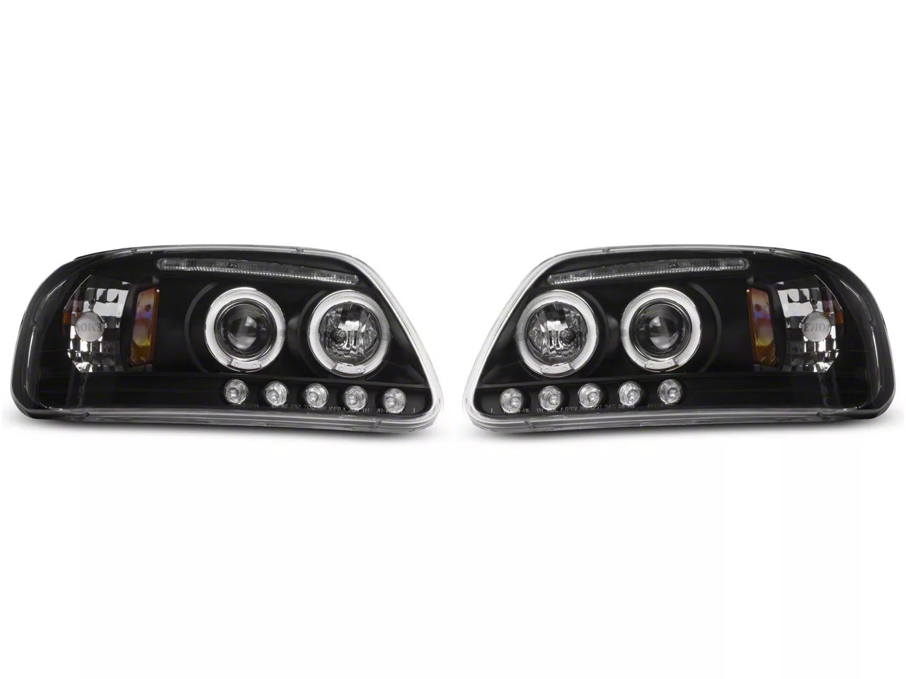 LED Halo Projector Headlights; Matte Black Housing; Clear Lens (97-03 F-150)