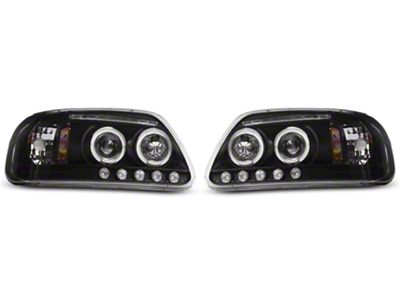 LED Halo Projector Headlights; Matte Black Housing; Clear Lens (97-03 F-150)