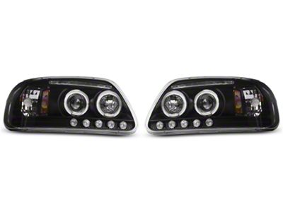 LED Halo Projector Headlights; Matte Black Housing; Clear Lens (97-03 F-150)