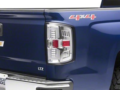 LED Tail Lights; Chrome Housing; Clear Lens (14-18 Silverado 1500 w/ Factory Halogen Tail Lights)