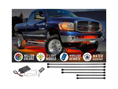 LEDGlow Million Color Wireless Truck Underbody Lighting Kit with 4-Piece 12-Inch Interior Tubes (Universal; Some Adaptation May Be Required)